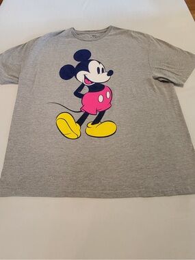Disney Gray Mickey Mouse Logo Tee with Black Print